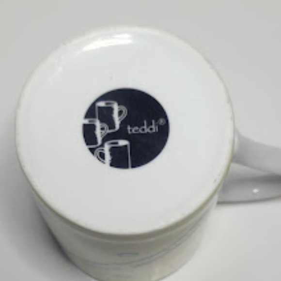 GERMAN YELLOW & GREEN COFFE MUG WITH CAT & FLORAL BOQUET GERMAN SAYING ON BACK - Picture 3 of 4